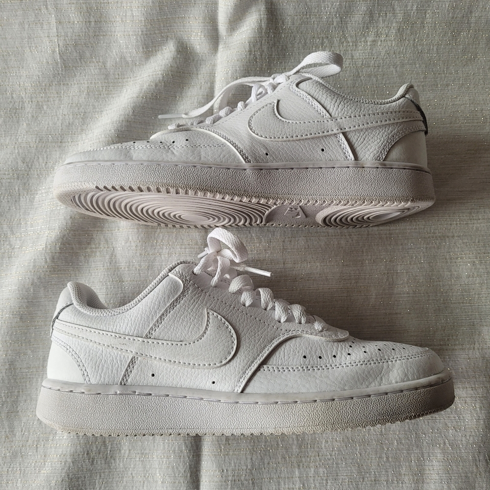 Nike White Low-Top Leather Trainers Size 7.5 - Picture 7 of 8